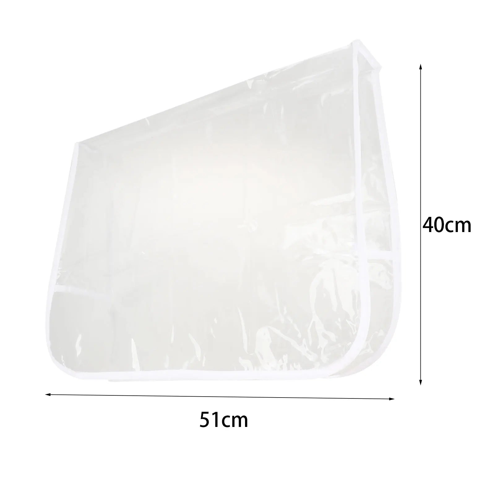 Clear plastic handbag storage dust cover with white trim, 51cm x 40cm, for protecting bags from dust.