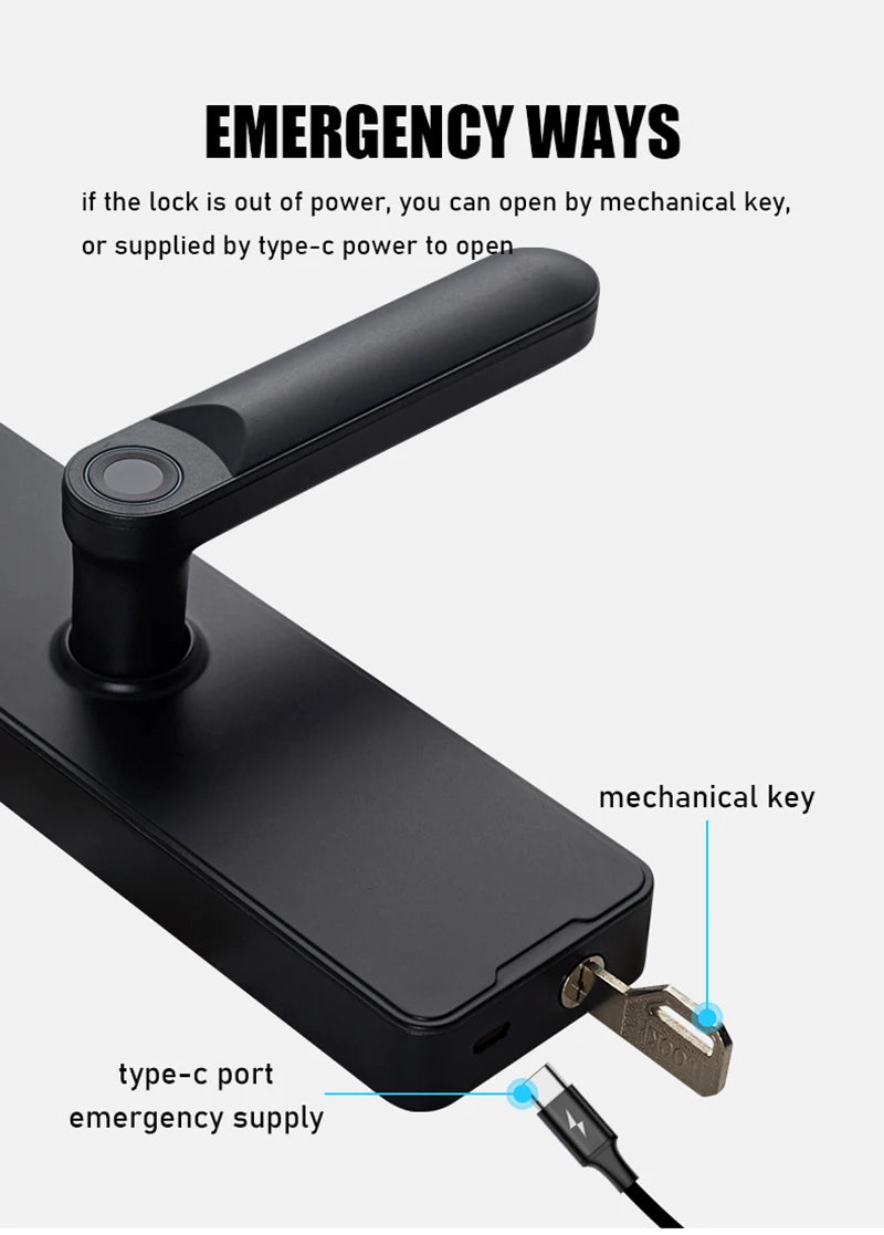 Tuya Wifi Fingerprint Smart Door Lock Digital Electronic Lock Remote Unlock Keyless Security Anti-theft Smart Home Hotel Office