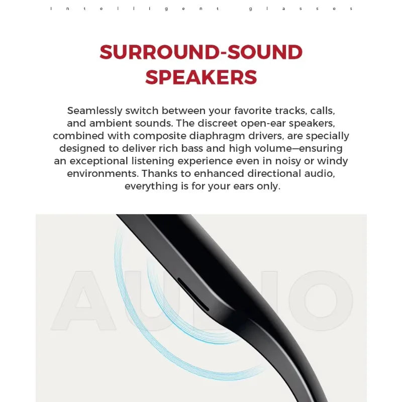 Smart Glasses With 8MP AI Camera and Spatial Audio - Tidesmit Tidesmit