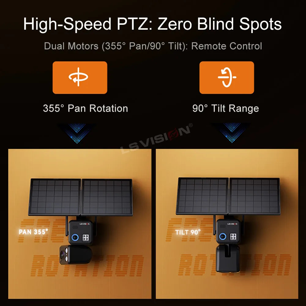 LS VISION 24/7 Recording 4g Sim &Wifi Security Camera Outdoor AOV 20 Watt Solar Panel Cctv AI Detection Cam For Villas Estates