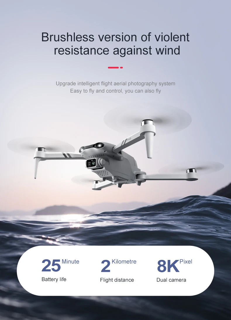 F10 GPS Camera Drone with 8K Dual Lens - Foldable Brushless Design Tidesmit