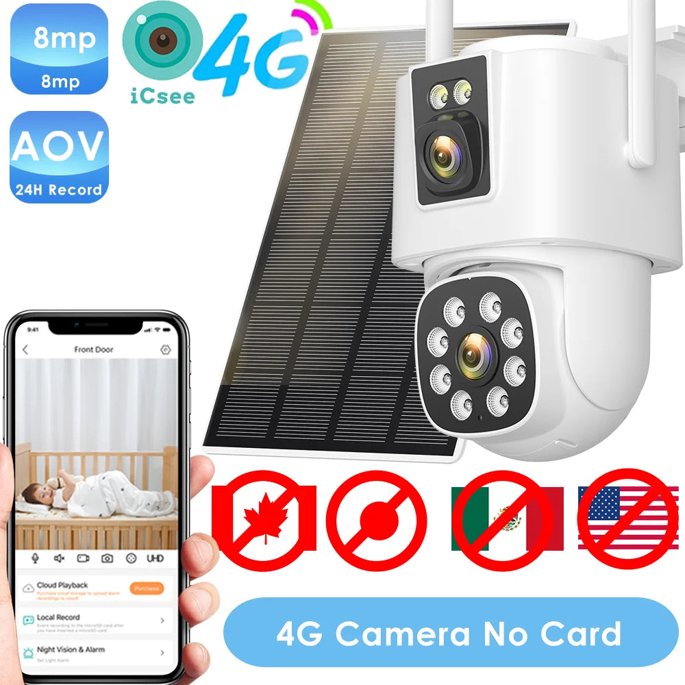 White 4G solar PTZ security camera with no memory card