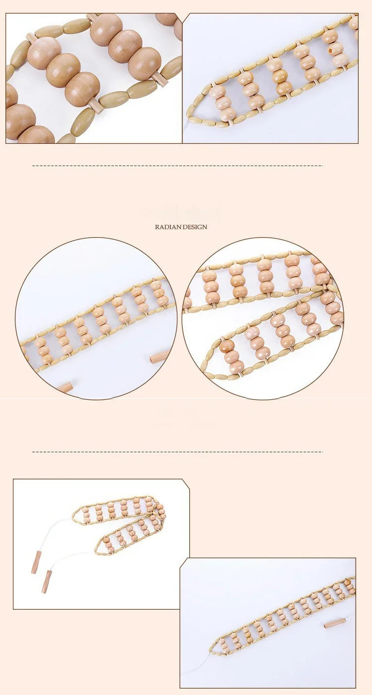 Wood Back Massage Roller Rope for Deep Tissue Pain Relief 110cm Body Shaping Massage Equipment Tidesmit