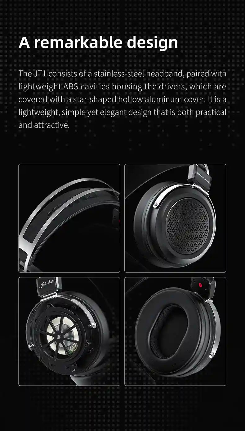 FiiO JT1 Studio Headphones - Over-Ear HiFi Monitor with Mic Tidesmit