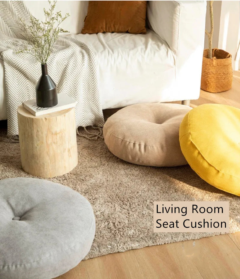 Inyahome Large Floor Cushions Round Seating Pillow for Adults Kids Tufted Thick Meditation Cushion for Yoga Living Room Tatami