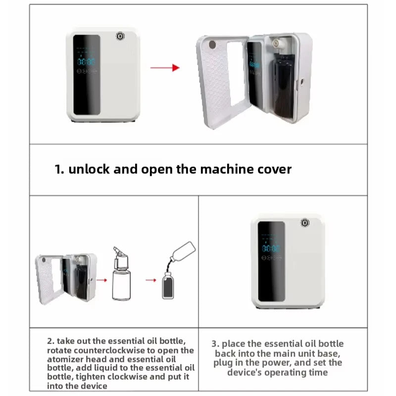 500ML Waterless Fragrance Scent Machine Oil Aroma Diffuser with Bluetooth/wifi App Control for Home Office Hotel 12V