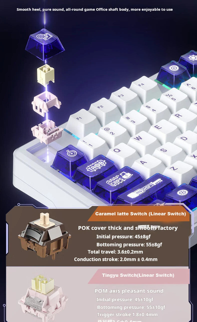 AULA L99 Mechanical Keyboard Intelligent Screen Wireless Bluetooth Gasket Structure Gaming Keyboard RGB  Lighting Night Vision