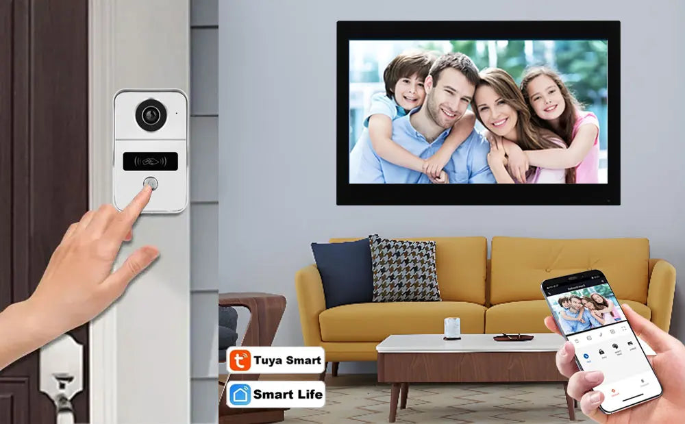 Home Smart Wireless WiFi Video Intercom Doorbell 2 10 inch Screen 1080P 2 Wires Video Doorphone System with Electric Strike Lock