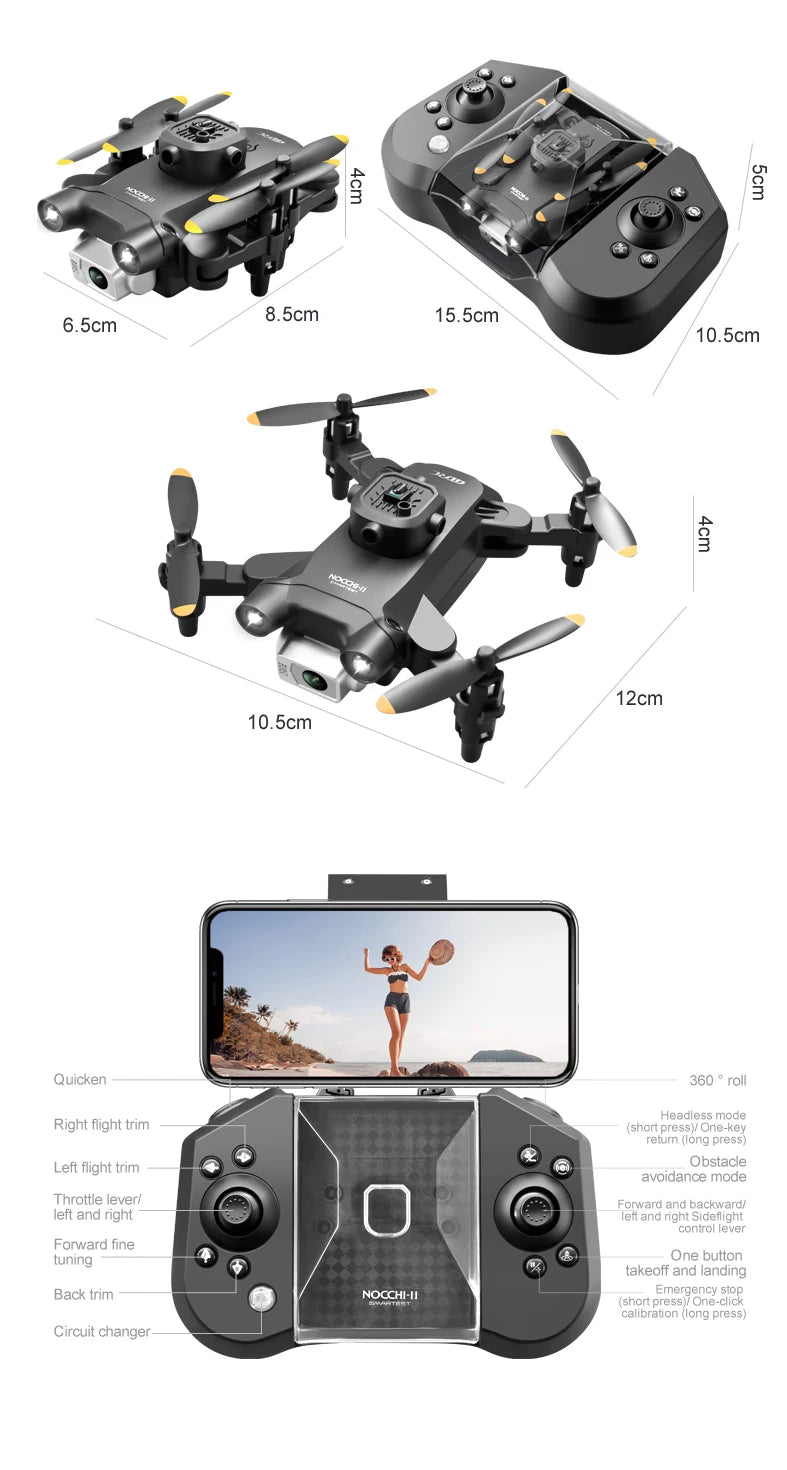 4K Camera Drone Foldable Quadcopter with Dual HD Lenses Tidesmit