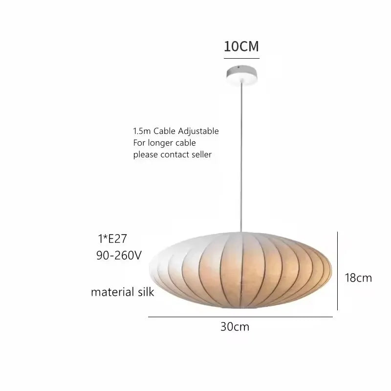 Wabi-Sabi Silk Pendant Lamp | Handmade Japanese Minimalist Lighting D30cm Silk lamp body|China Mainland Tidesmit