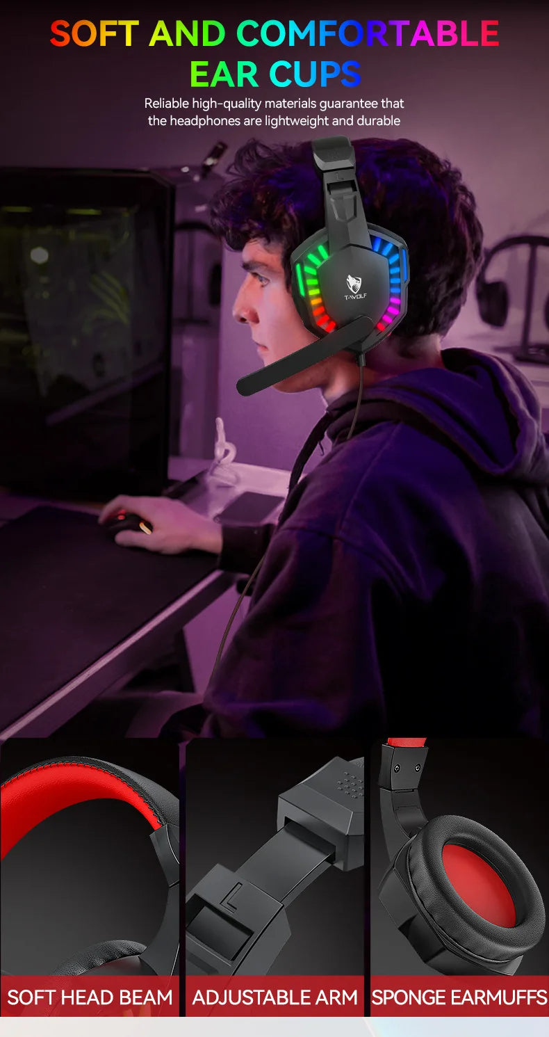 Gaming Headphones with RGB Microphone & Stereo Bass - H120 Tidesmit