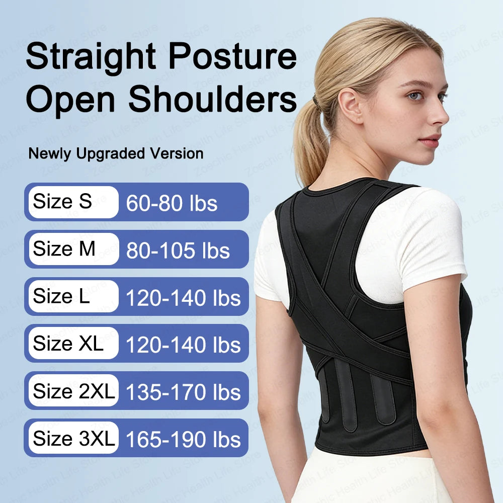 Adjustable Back Brace Posture Corrector Belt for Women & Men Lumbar Support Shoulder Support for Improving Scoliosis