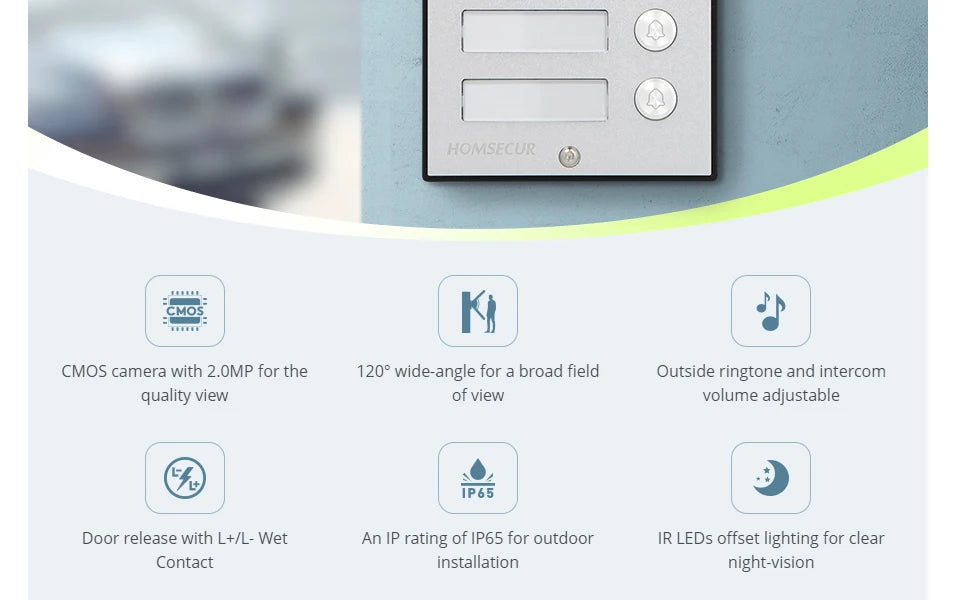 XC112F-2 HD Waterproof Doorbell Camera with 2 Call Buttons for XSL 4 Wire 1080P Video Door Phone Intercom Home Security 2 Flats