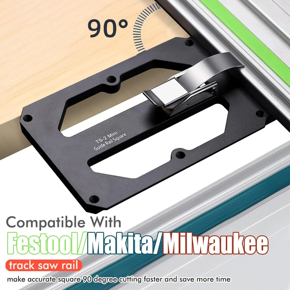 Woodworking Guide Rail Square Right Angle Positioning Plate Match TS55/TS75 Slide Rails Compatible with Festool/Makita/Milwaukee