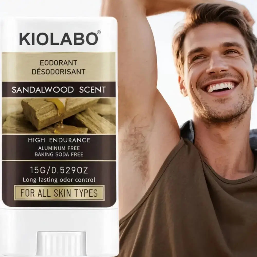 Tidesmit Sandalwood Scent solid deodorant stick provides long-lasting anti-sweat protection and odor control.