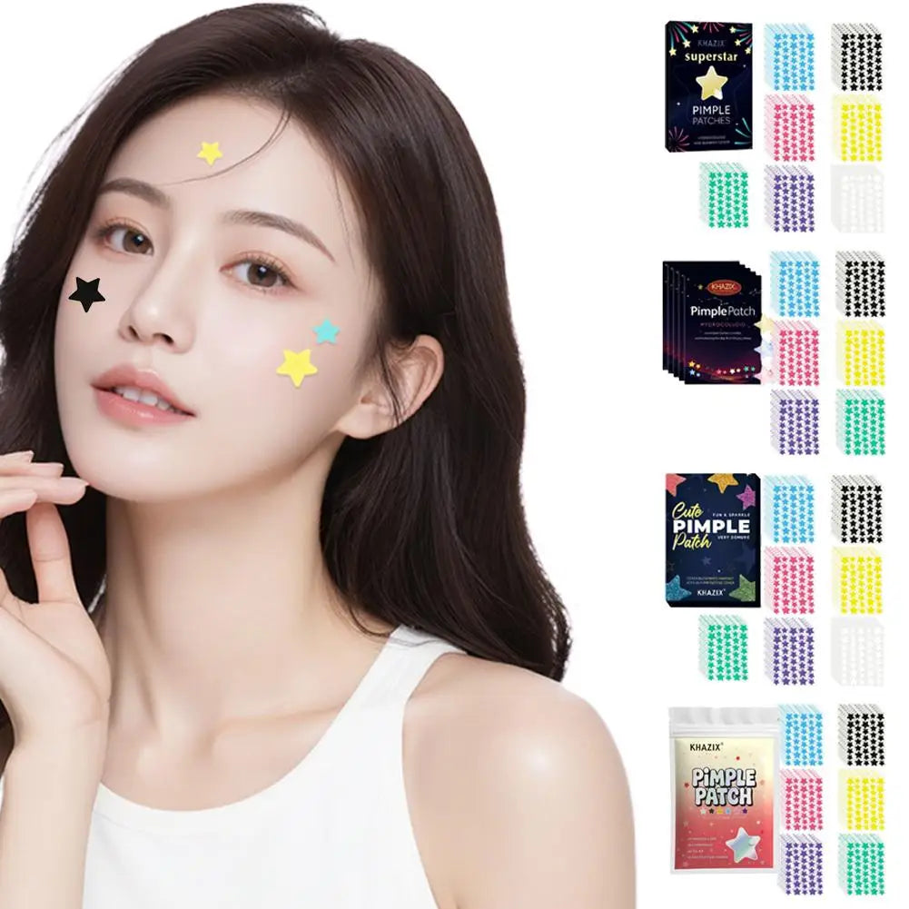 240/280pcs Star-shaped Hydrocolloid Acne Sticker, Various Colors, White, Day Black, Blue, Night Purple, And Yellow, Pink, J0R0