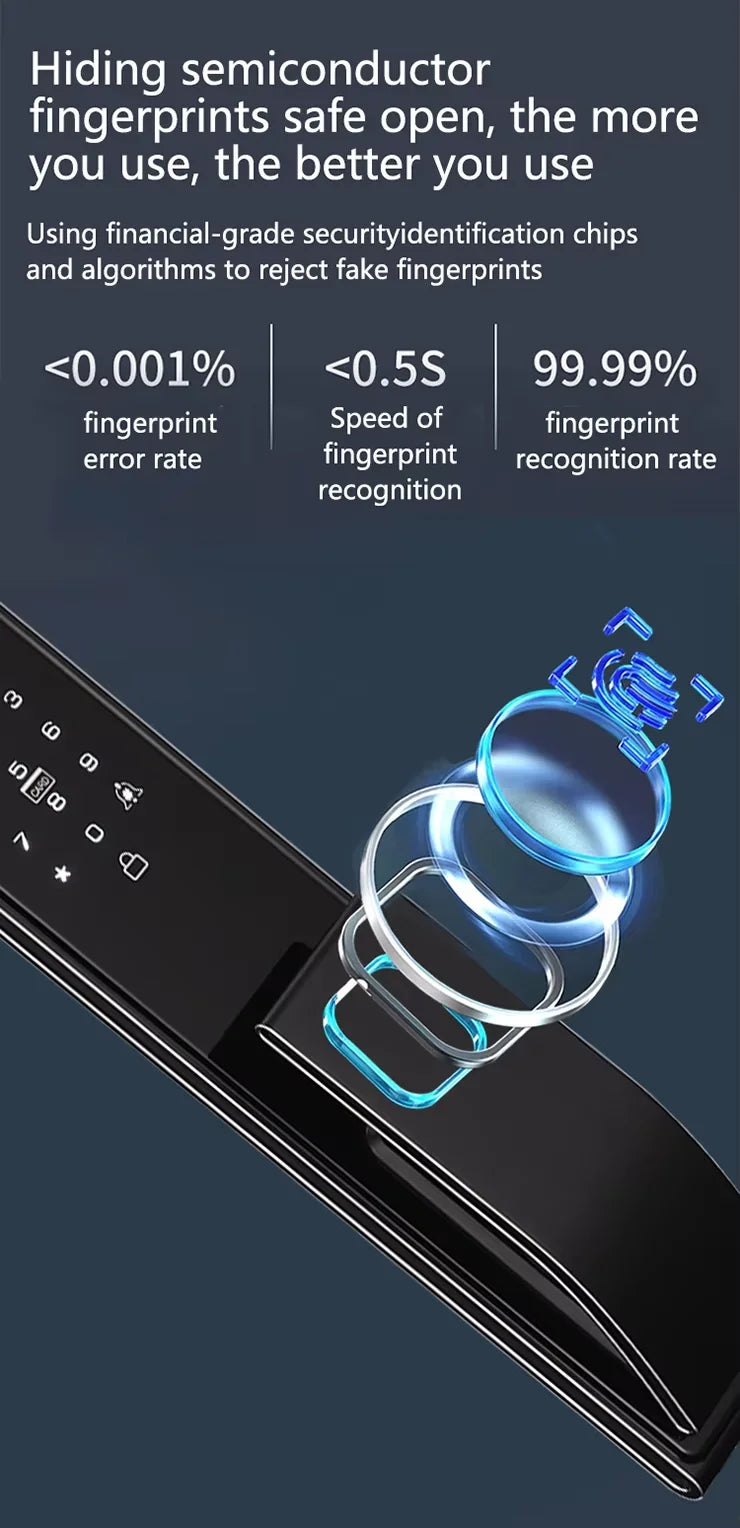 3D Face Recognition Smart Lock Camera Ble Biometric Fingerprint Security Automatic Functionality For Wood Home
