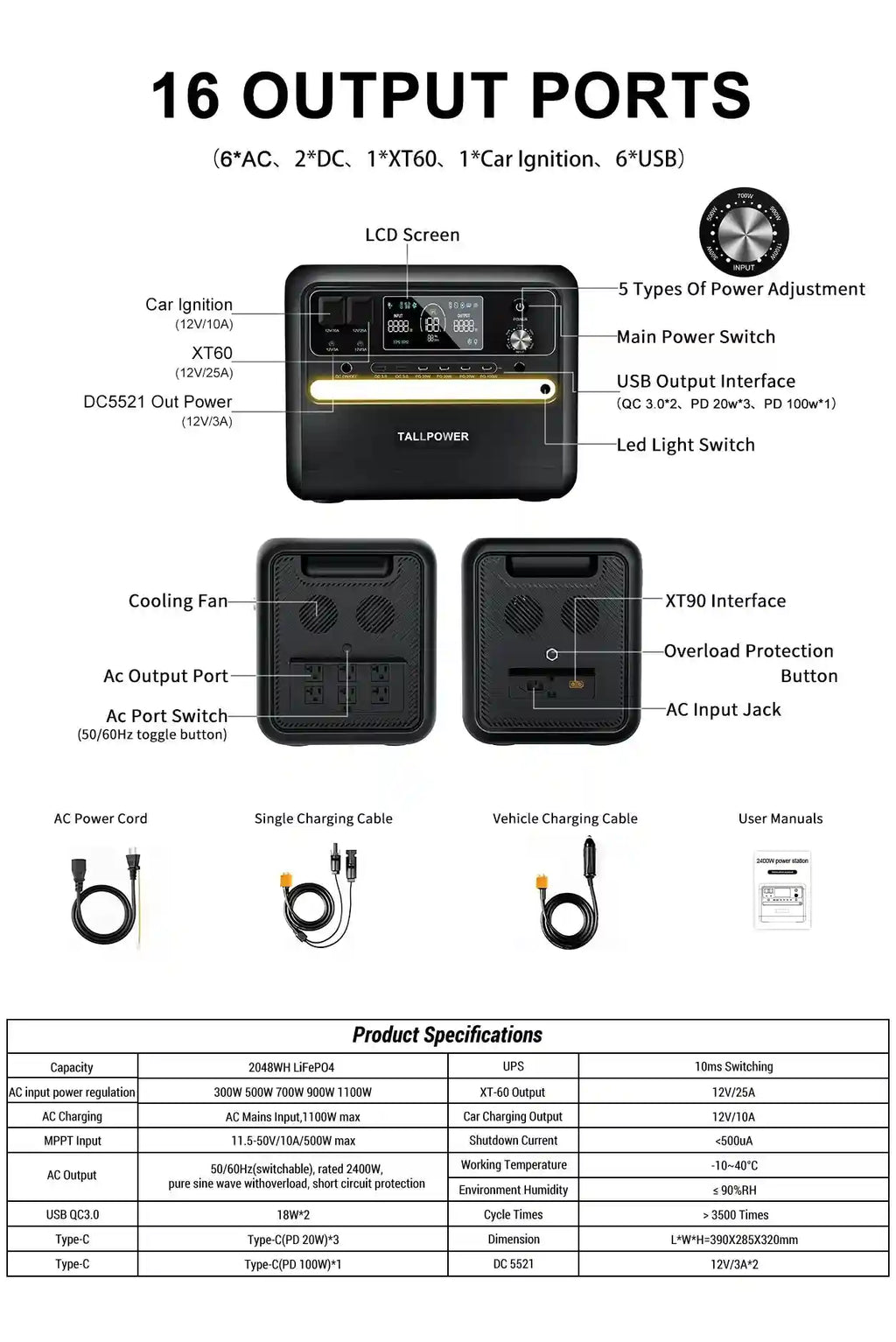 Portable Power Station 2160Wh 2400W Solar Generator EU - Tidesmit Tidesmit