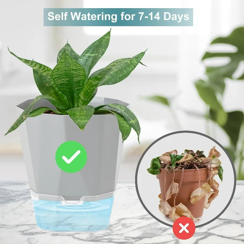 1/3PCS Self Watering Plants Pots Preventing Plant Drought Plastic Flowerpot with Injection Hole Indoor Outdoor Garden Supplies