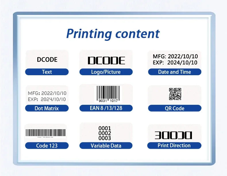DCODE XTMINI 12.7mm Handheld Inkjet Printer Portable Printers Text QR Barcode Batch Number Logo Image Date Printing Machine
