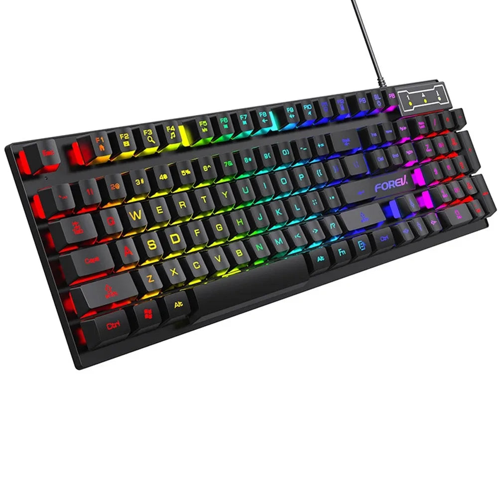 104 Keys Wired Keyboard RGB Colorful Gaming Keyboard Mechanical Feel Keyboard Standard Keyboard for Windows Laptop Computer