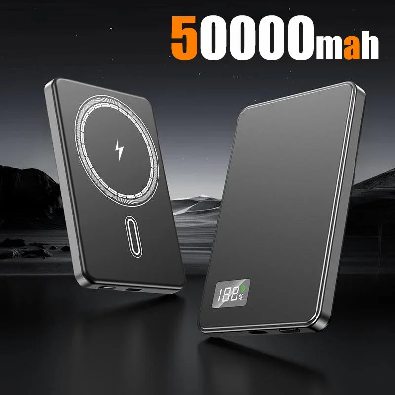 Magnetic Portable Charger 50000mAh - 22.5W Fast Charging Power Bank Grey-50000mAh Tidesmit
