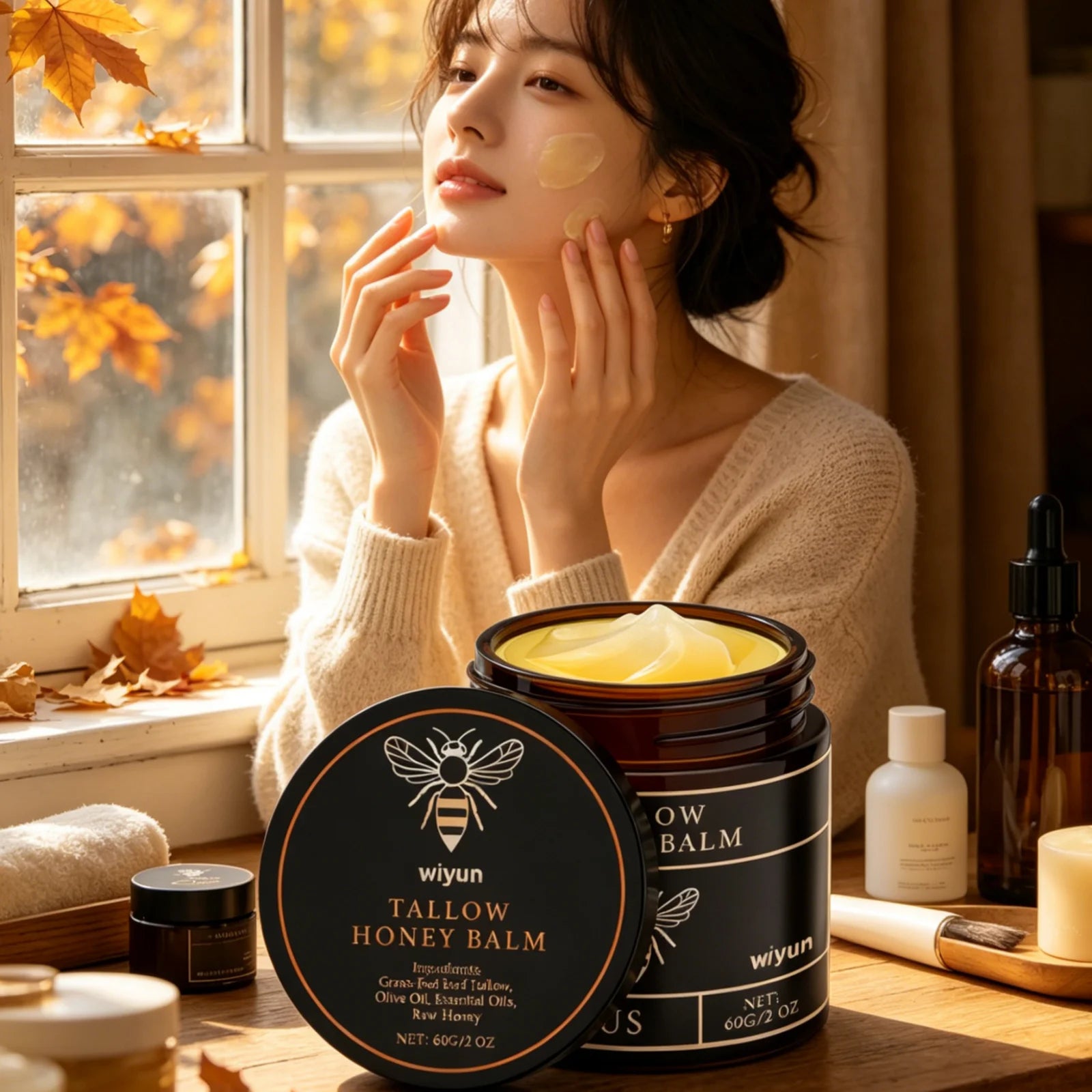 Wiyun Tallow Honey Balm Long Lasting Hydration Relieve Dry Rough Skin Soft Smooth Gentle Formula Beef Tallow Moisturizing Balm