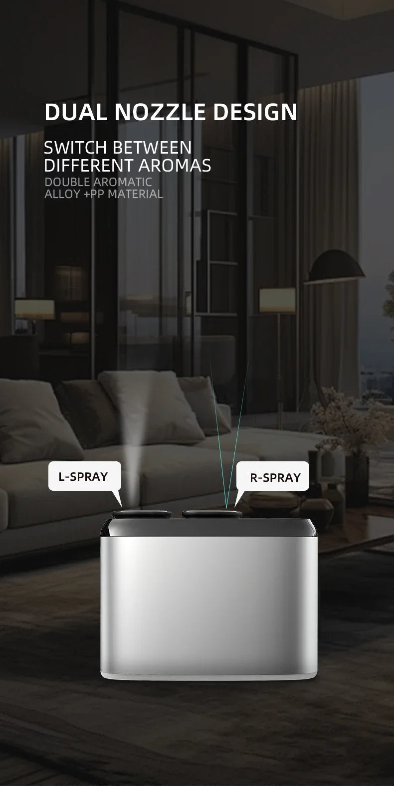 Rechargeable Aroma Diffuser Bluetooth Waterless Essential Oil Diffuser Home Freshener Device Double Head Aromatherapy Diffuser