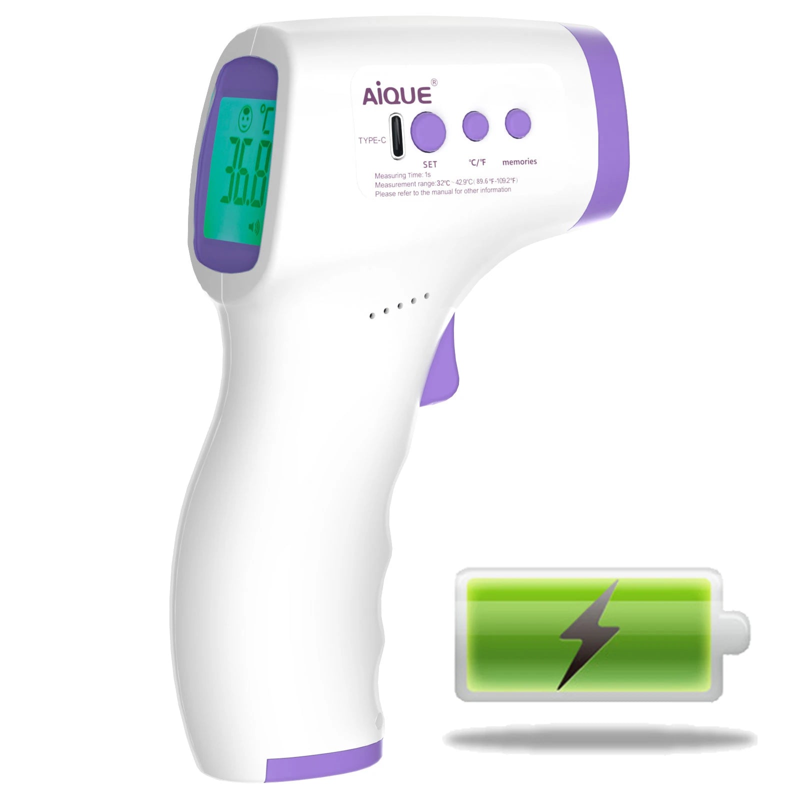 JUSTLANG Forehead Digital Thermometer LED Non Contact Infrared Medical Thermometer Body Temperature Fever for Baby Adults