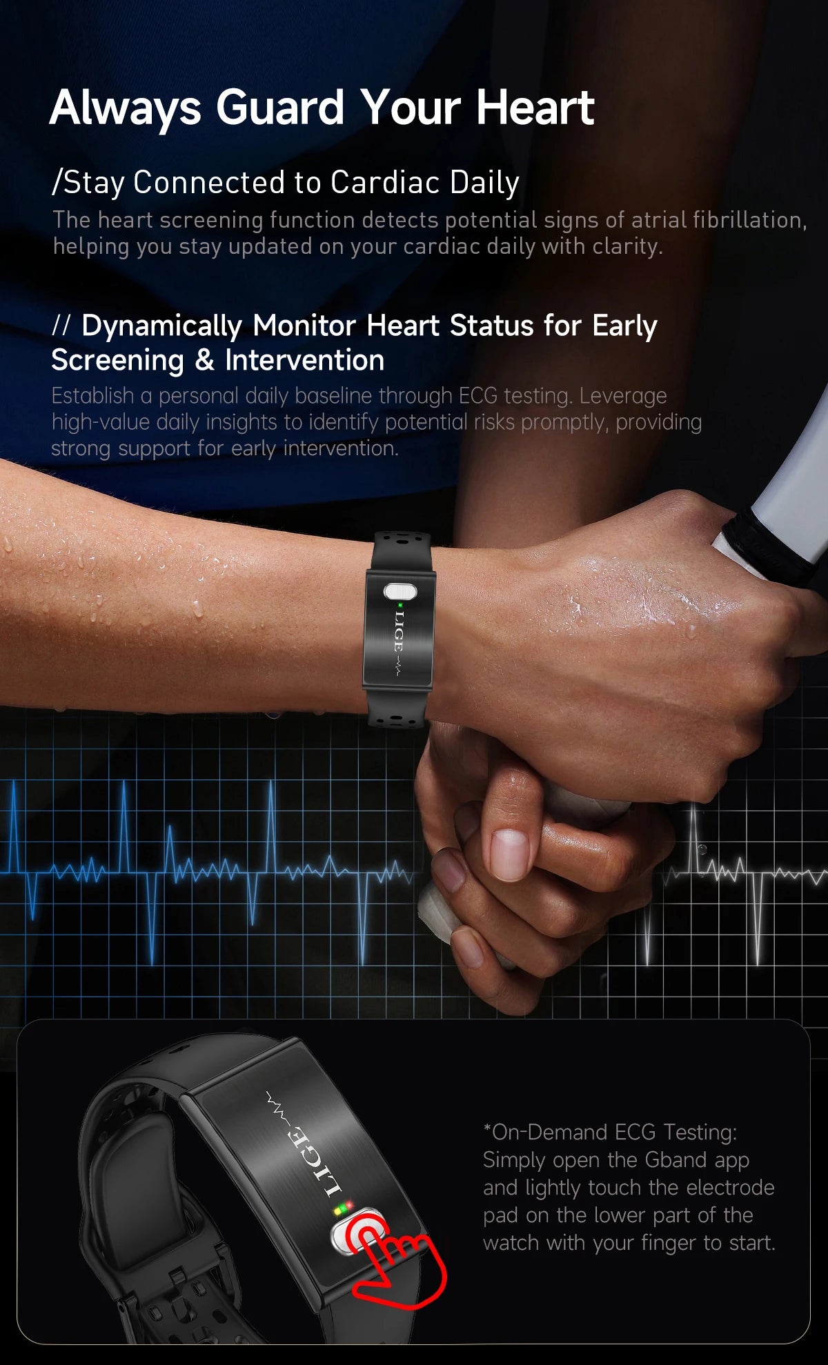 ECG Health Smart Bracelet 2026 New HRV Monitor Fitness Tracker Wristband Sport Band Waterproof No Screen Smartwatch Women Men