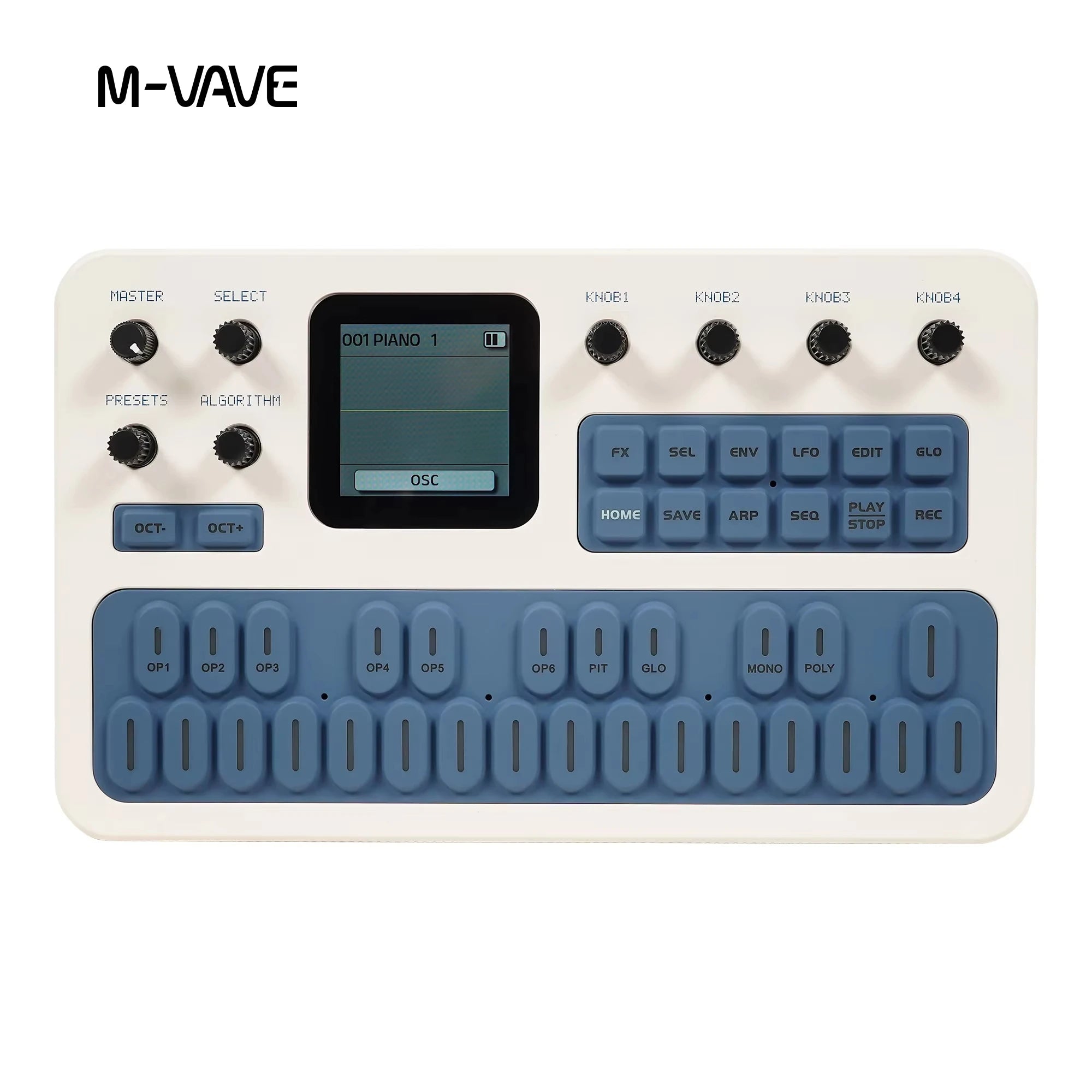 M-Vave Fm-1 Portable Fm Synthesizer Effect Pedal 12h Battery 6-Operator 32-Algorithm 128 Presets Built-In Speaker Bluetooth Midi