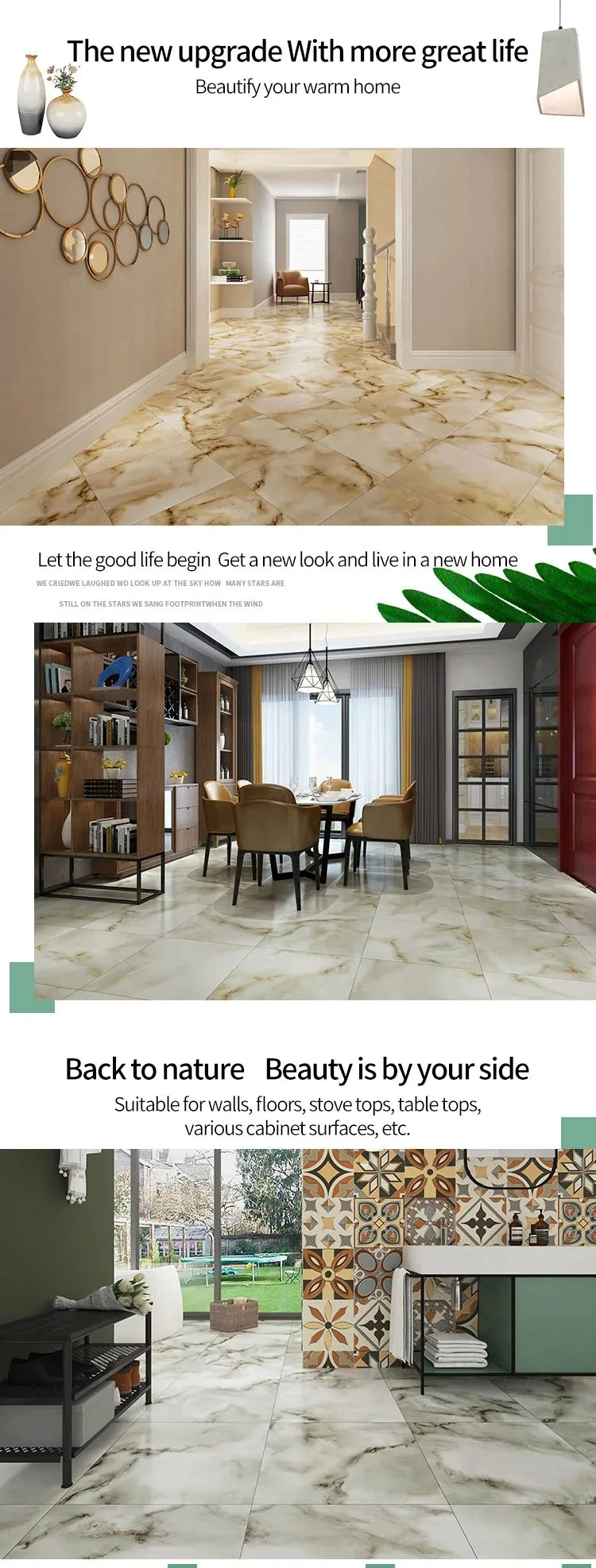 1/12/24Pcs Peel and Stick Marble, 12Inx12In Backsplash Self Adhesive Tiles for Kitchen, Bathroom, Living Room, Bedroom