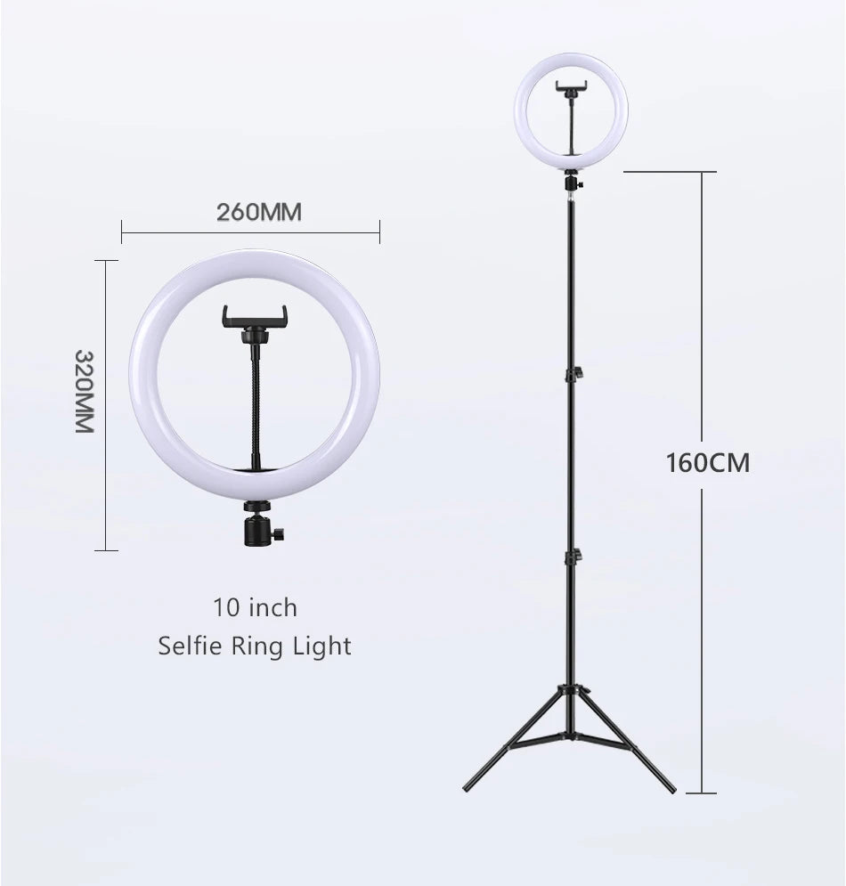10 Inch LED Ring Light with Adjustable Tripod for Content Creation Tidesmit