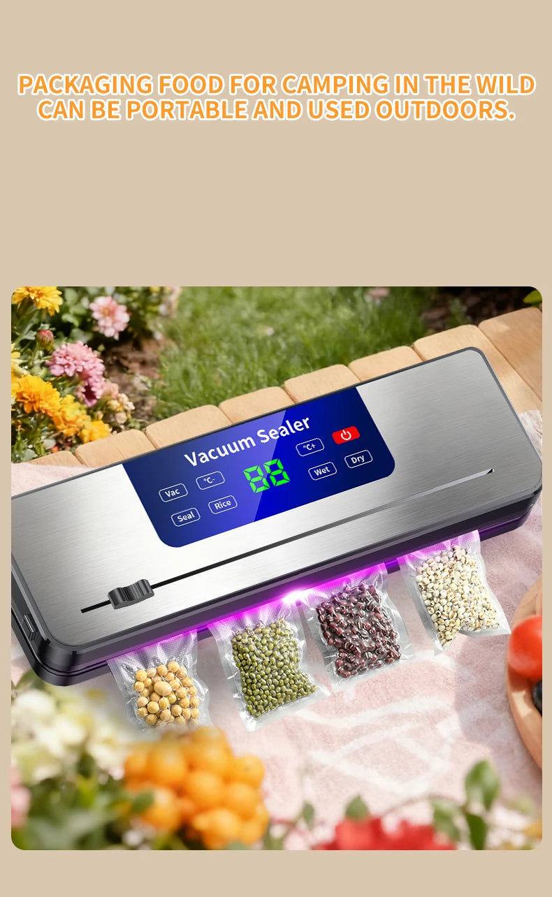 Wireless Portable Vacuum Sealer for Food Multi-Pack with Sealing Countdown Display Touch Waterproof Buttons Compact Kitchen Esse