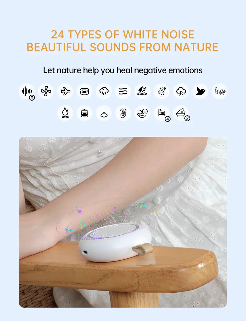 White Noise Machine 24 Soothing Sounds Portable Baby Sleep Machine Sleep Aid Machine with Sleep Light Night Type-c Rechargeable