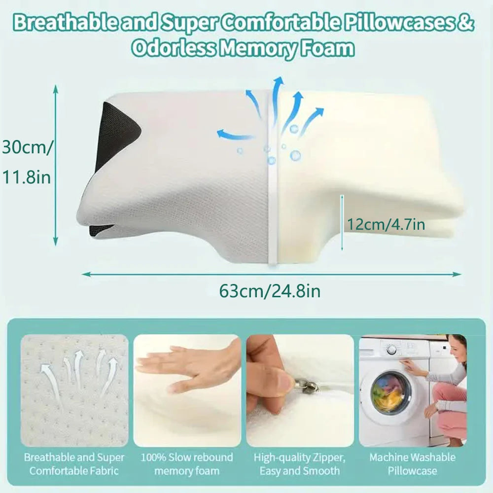 Memory Foam Neck Pillow for Cervical Support - Ergonomic Tidesmit Design Back Massage Instrument Tidesmit