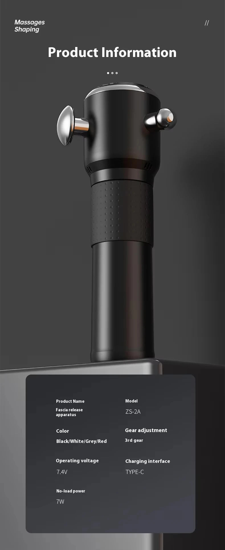 Fascia Massage Gun: Portable Metal Deep Tissue Recovery Device Fascia Gun Tidesmit