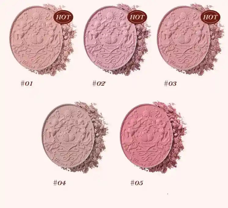 Tidesmit Flower Knows Strawberry Rococo embossed blush texture close-up for smooth long-lasting face makeup