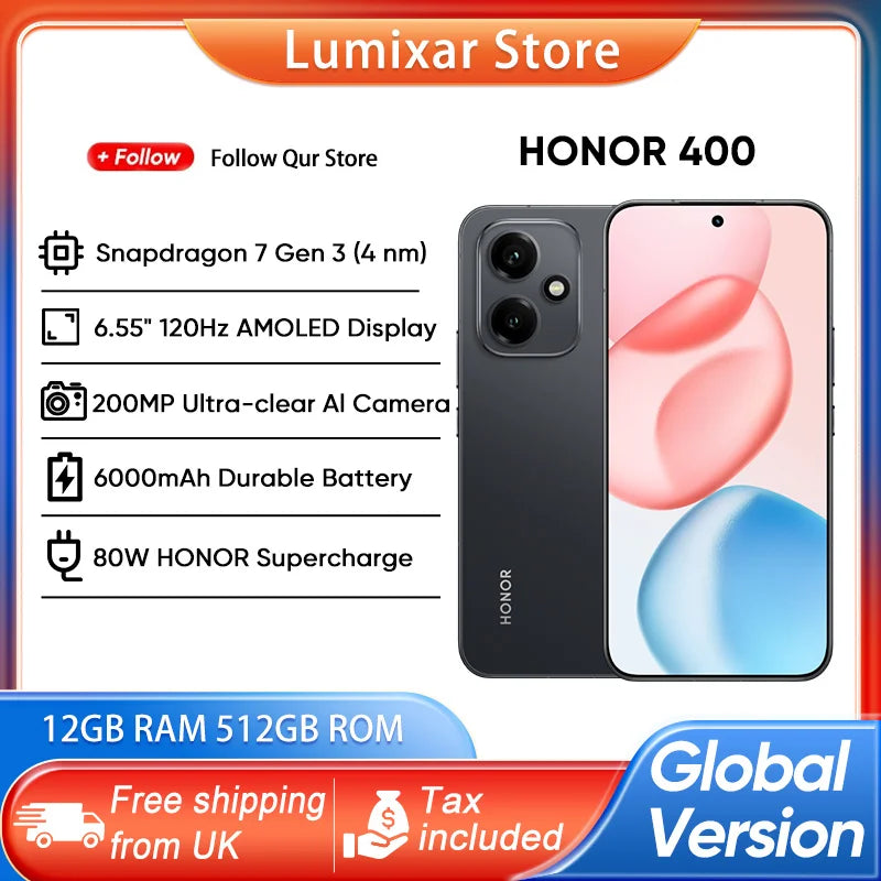 Honor 400 5G Smartphone 12GB/512GB - Gold AMOLED Display AE Tidesmit