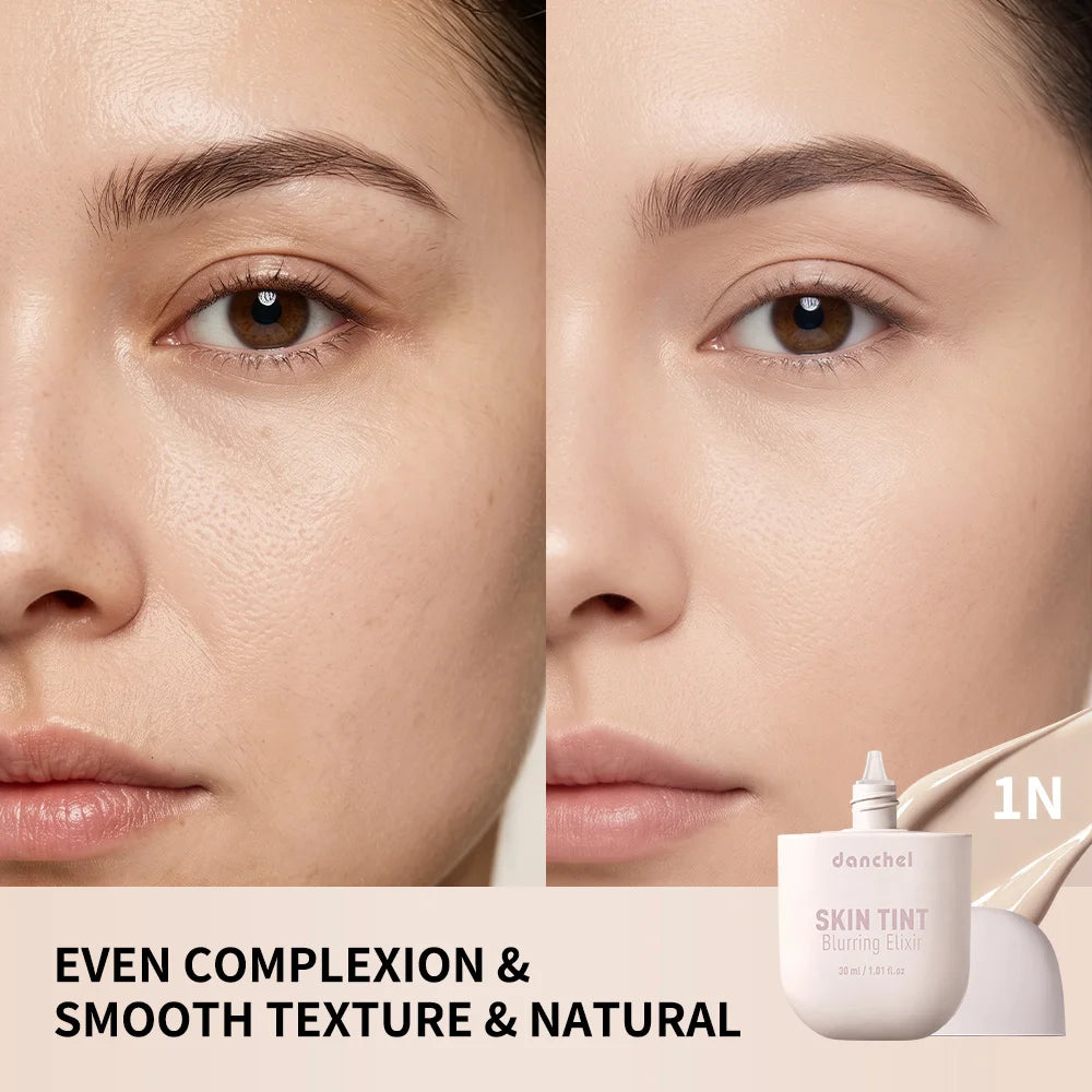 Tidesmit Skin Tint Blurring Elixir Foundation texture close-up for pore coverage and hydrating long lasting makeup