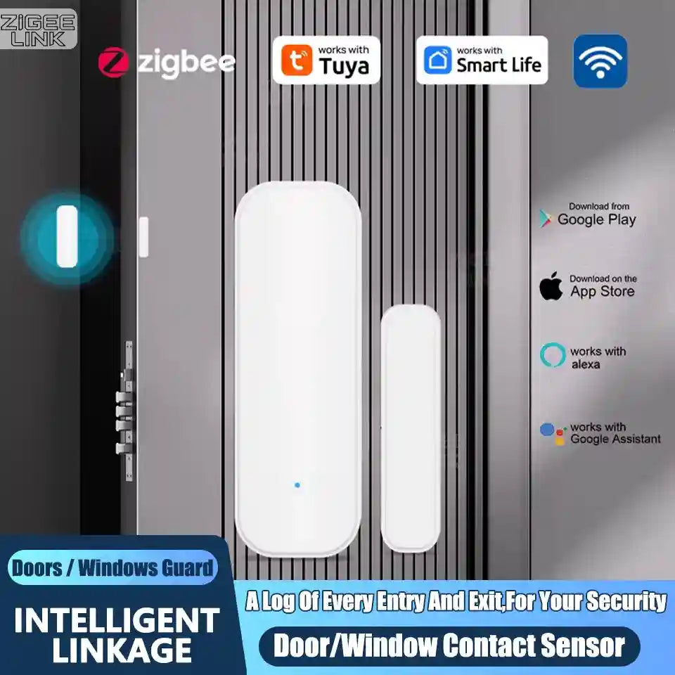 Zigbee Door Window Sensor for Smart Home Automation - White Tidesmit