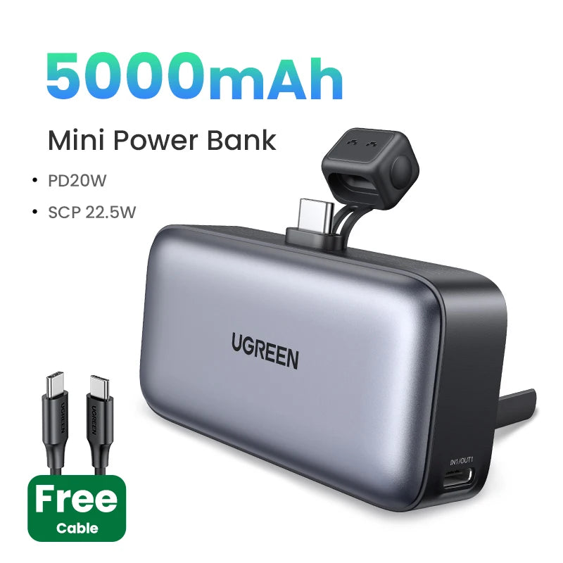 Tidesmit 5000mAh Portable Power Bank with USB-C PD Fast Charging With C Male Port Tidesmit