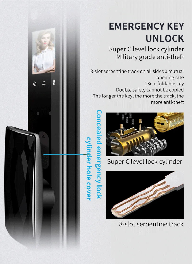 Intelligent Lock for Apartment Face and Palm Vein Recognition Smart Door Lock With Camera Cat Eye Fingerprint Door Lock