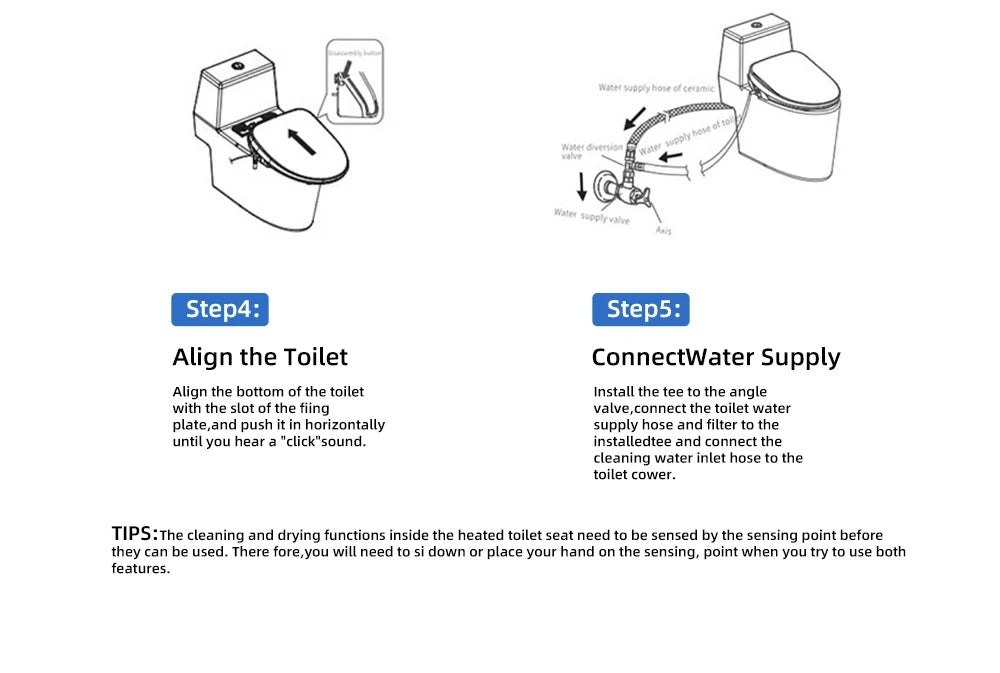 Smart Toilet Seat Cover - Water&Energy Saving, Instant Heating, Self-Cleaning, LED Night Light-Efficient Hygienic Bathroom Lid