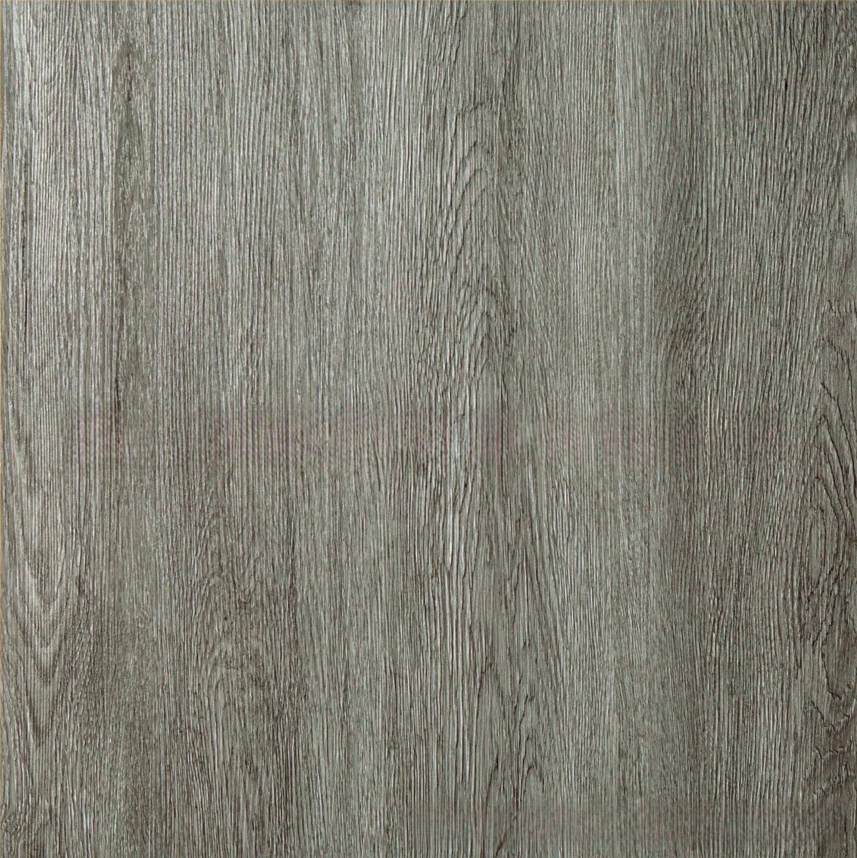 Gray wood-grain vinyl floor tile texture with vertical grain lines