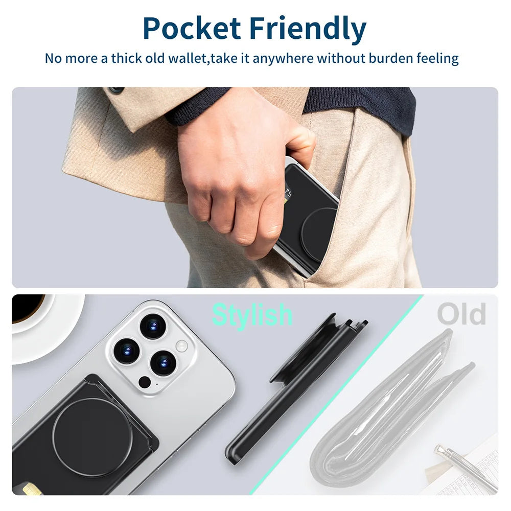Magnetic Phone Wallet Case with Grip - Slim Shock-Absorbing Cover Tidesmit