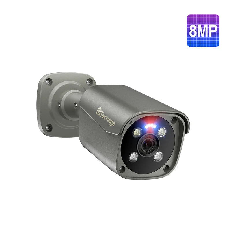 Single gray outdoor bullet security camera with 8MP resolution badge and IR indicator