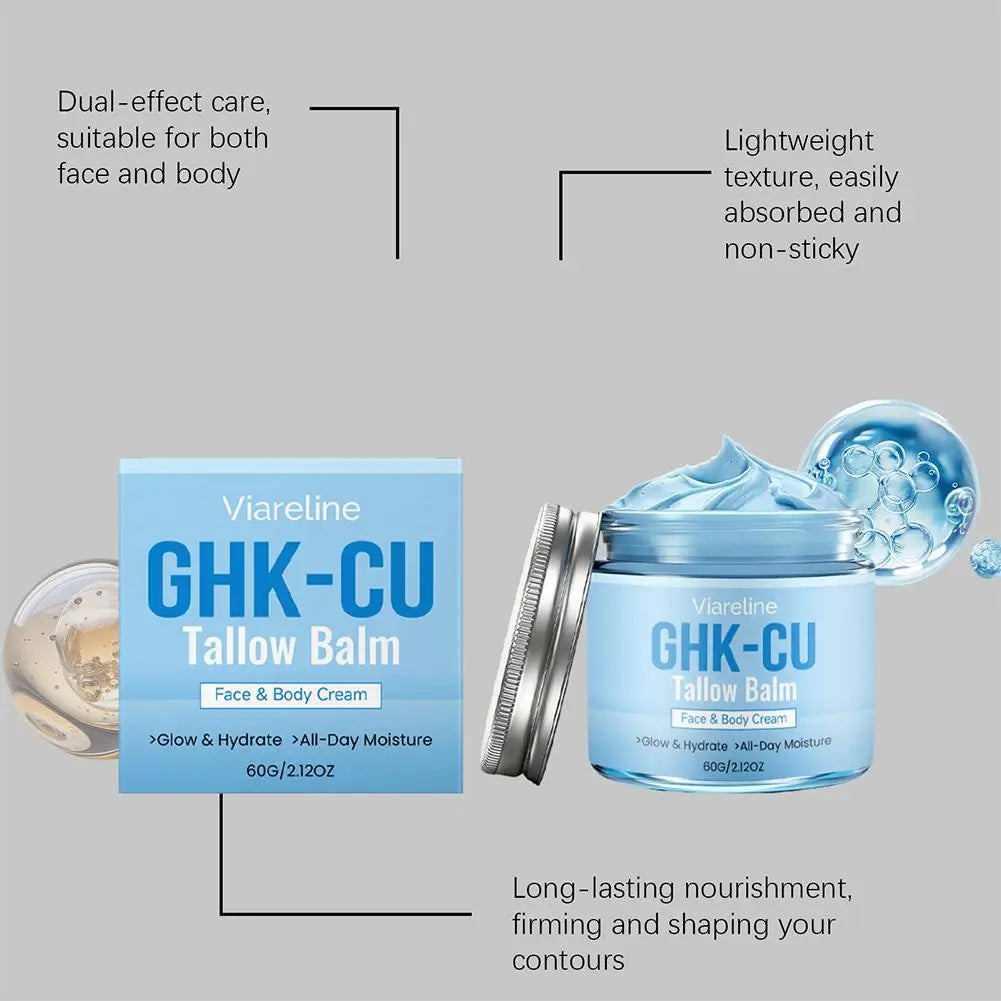 GHK CU Copper Peptide Natural Tallow Blue Cream Gentle Non Irritating Face Body Moisturizer For Sensitive And Mature Skin