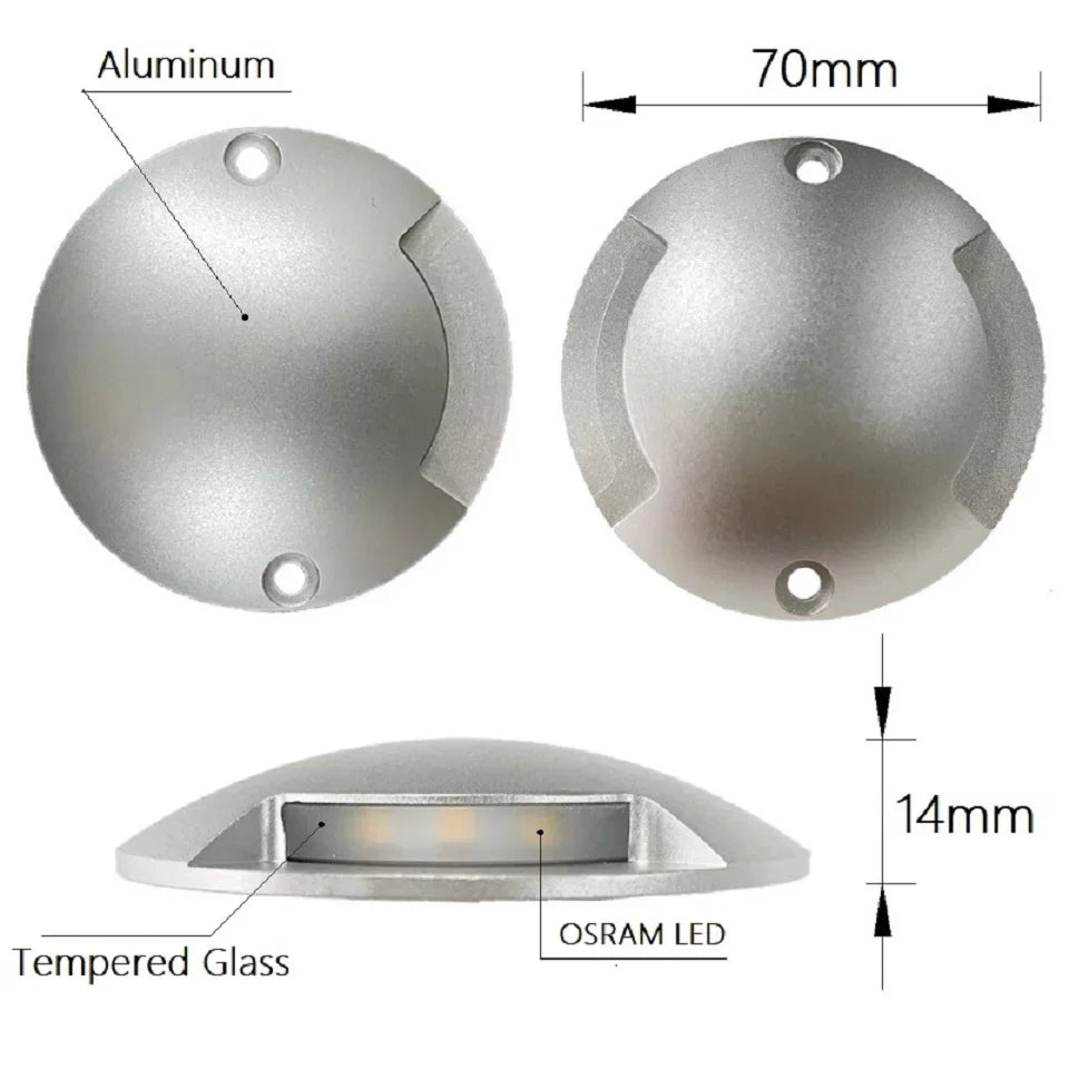 QITU 12V 24V LED Outdoor Ground Spot RGB Garden Side Light Waterproof IP67 Mini Surface Mounted Thin Terrace Courtyard Spotlight