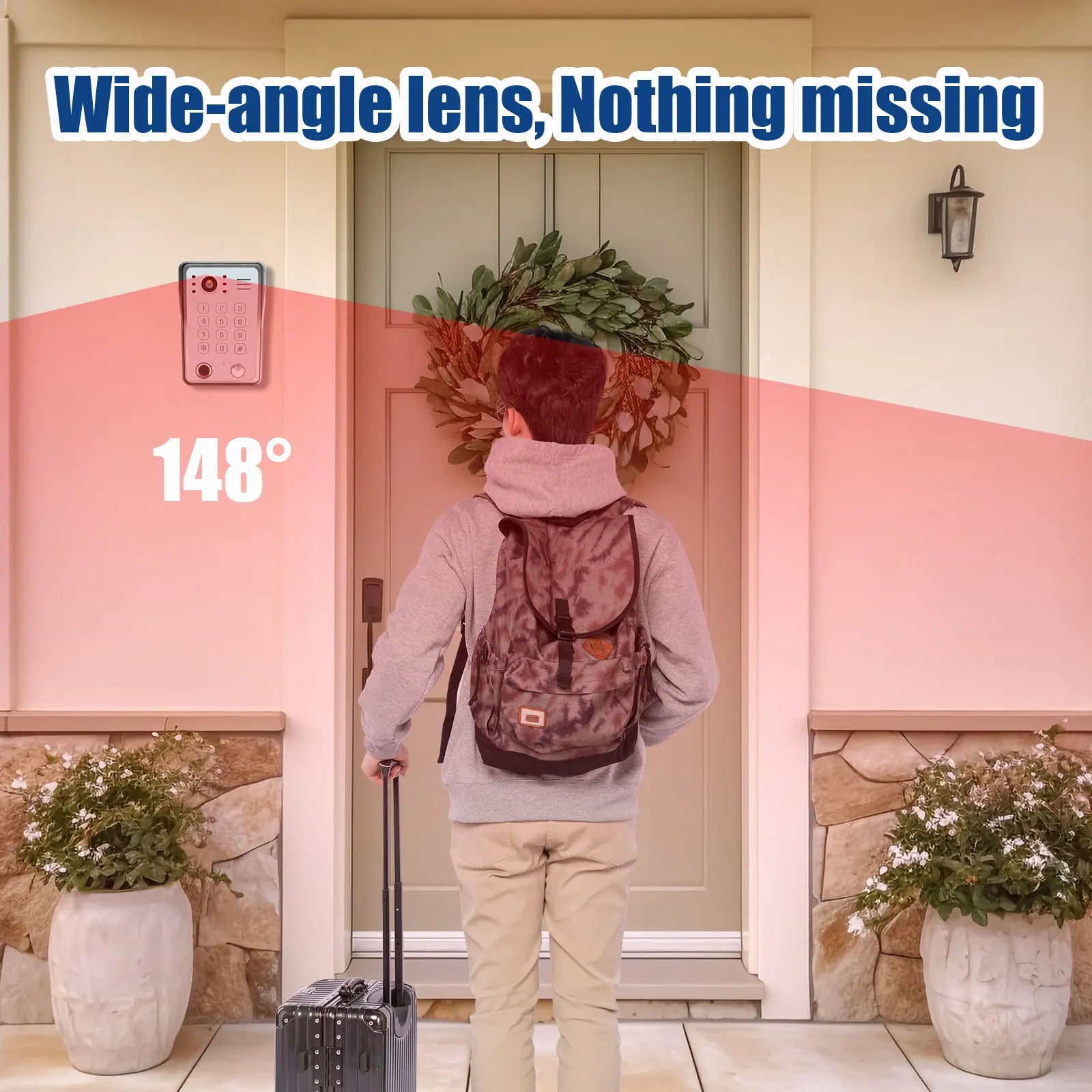 ANJIELO Fingerprint IC Card Password 3in1 Unlock Doorbell Video Intercom for Home 1080P 148° Wide View  4-wired System
